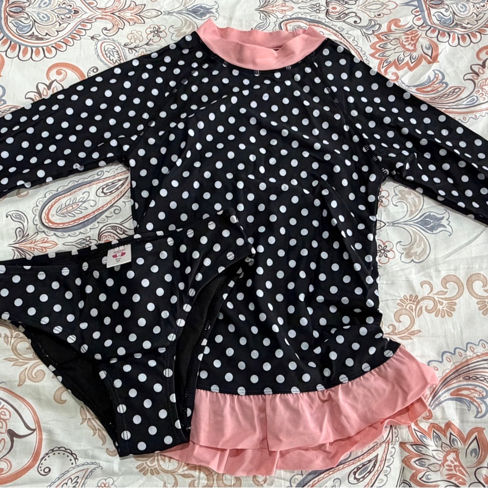 Girls Polka Dot Swim Set with Rashguard